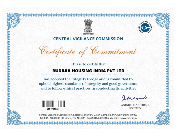 Certificate of Commitment for Real Estate Excellence India
